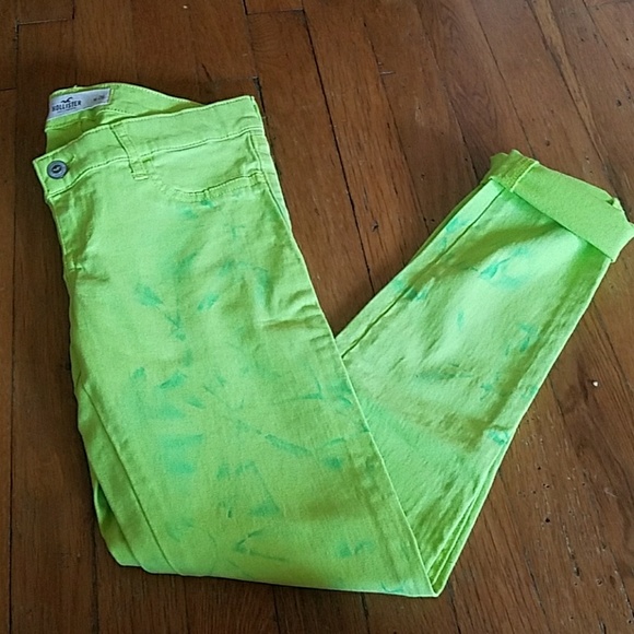 Yellow jeans with intentional blue marks - Picture 1 of 4