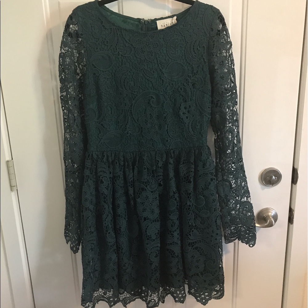 Sabine forest green lace dress.