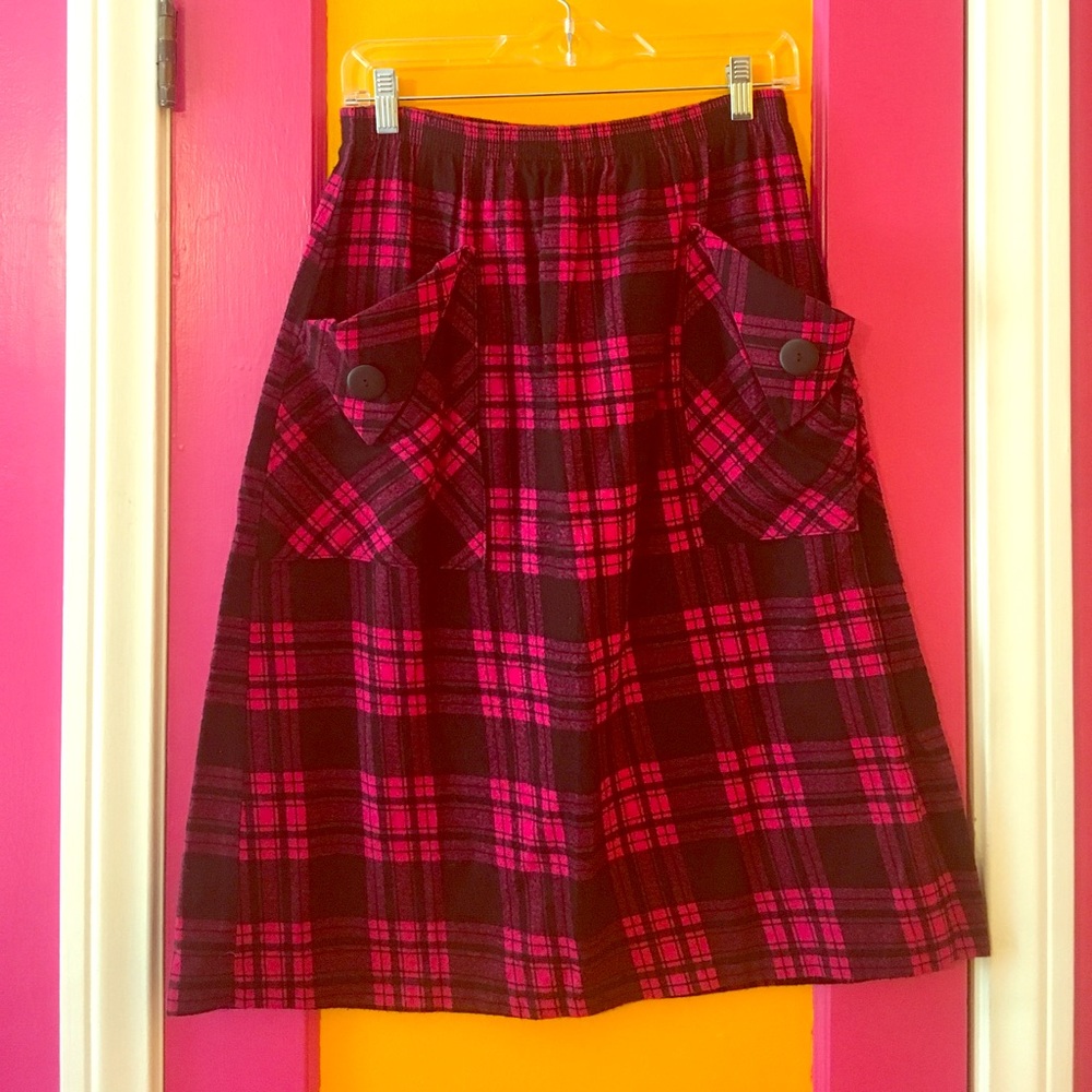Vintage Black & Red Plaid Skirt