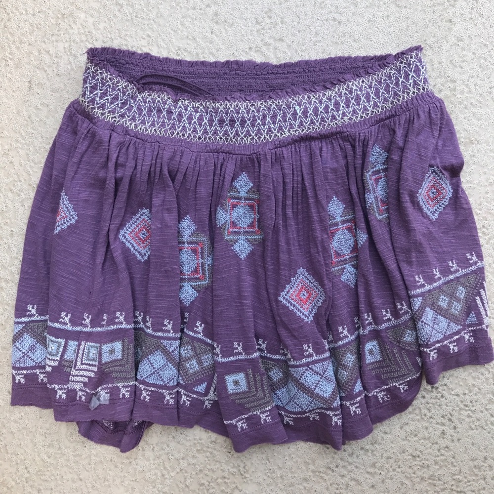 Free People Embroidered Mini Skirt