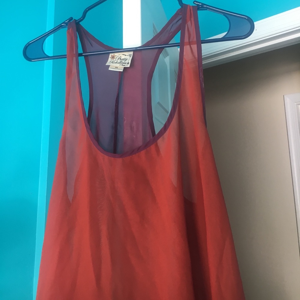 High Low Red and Purple Blouse