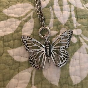 Butterfly Fossil Silver Necklace