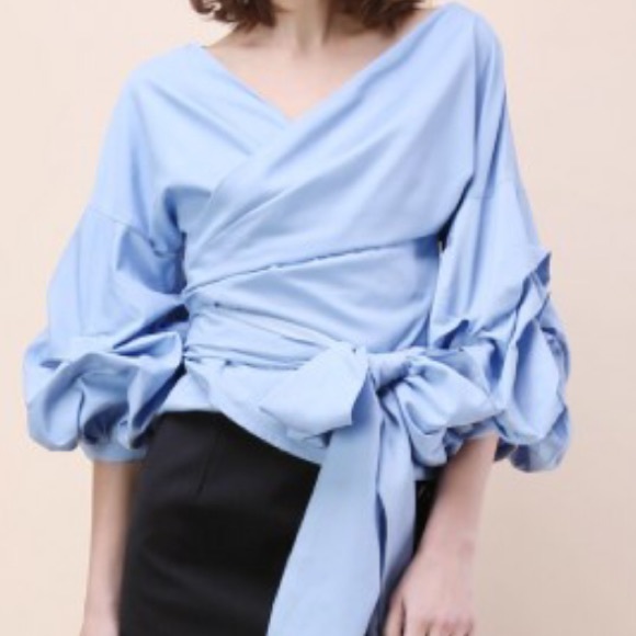 🎉SOLD🎉 Chicwish Ruffled sleeve wrap top - Picture 2 of 8