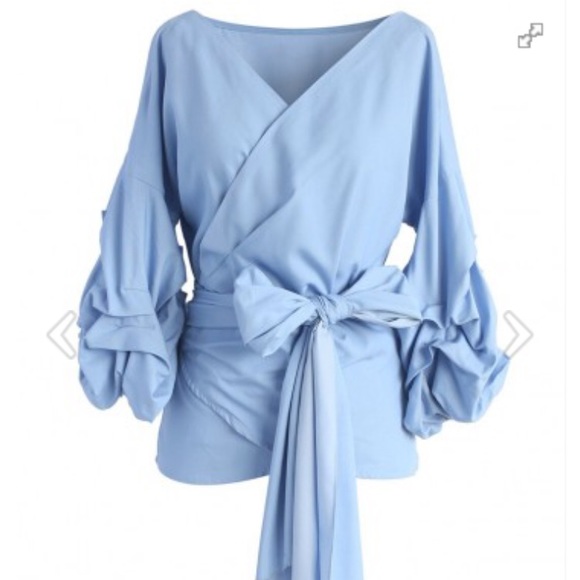 🎉SOLD🎉 Chicwish Ruffled sleeve wrap top - Picture 3 of 8