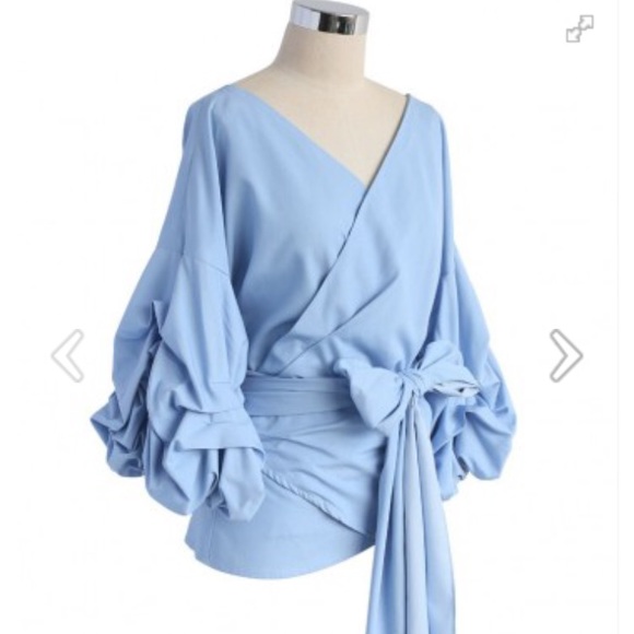 🎉SOLD🎉 Chicwish Ruffled sleeve wrap top - Picture 4 of 8