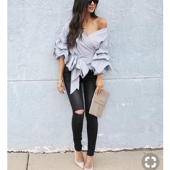 🎉SOLD🎉 Chicwish Ruffled sleeve wrap top - Picture 7 of 8