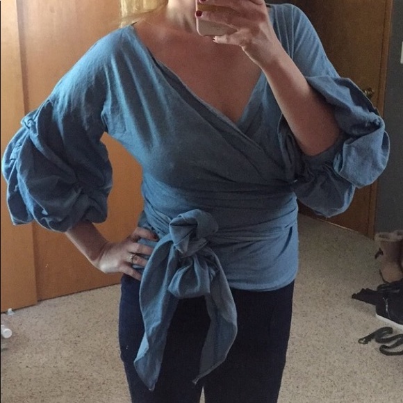 🎉SOLD🎉 Chicwish Ruffled sleeve wrap top - Picture 8 of 8