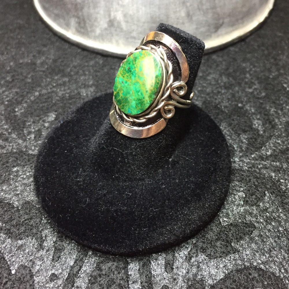 Artisan Ring with Natural Green Jasper Stone