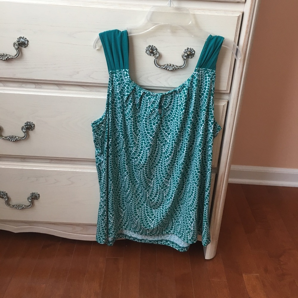 NY & Company Teal and White Blouse