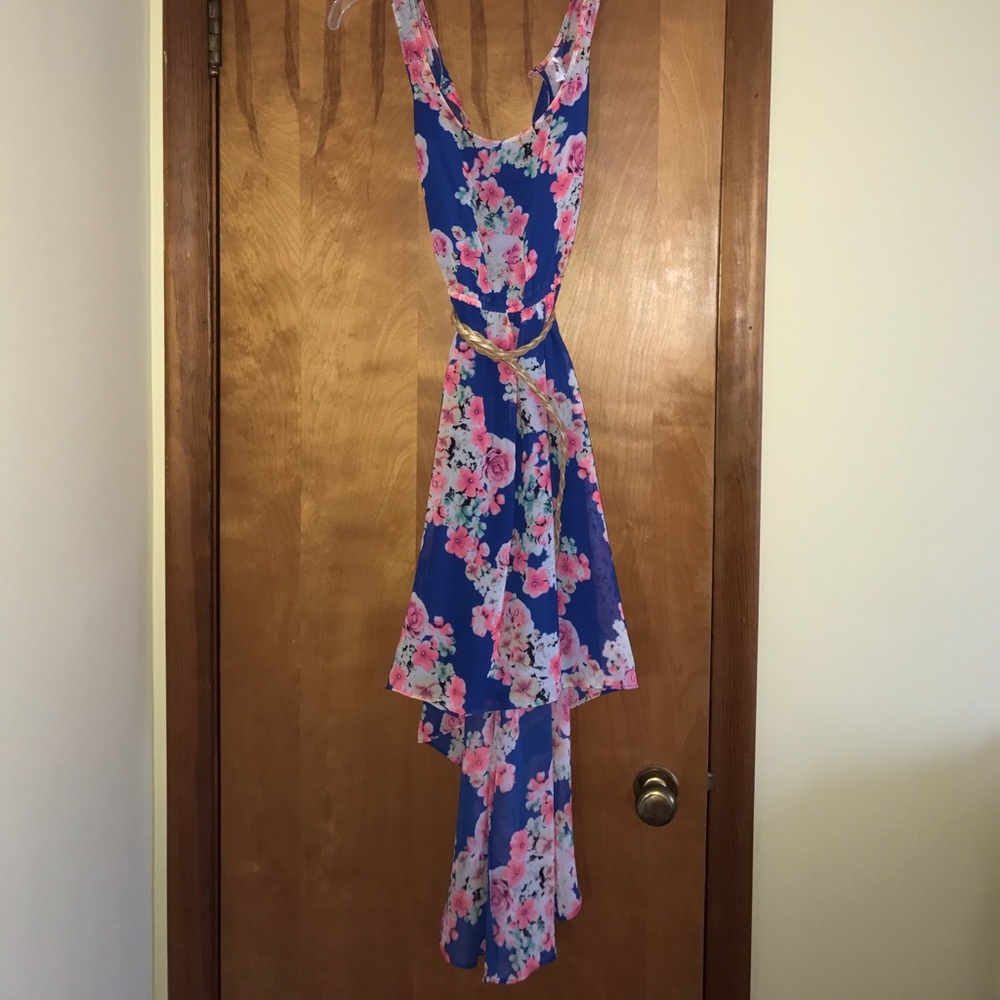 Blue and pink floral dress