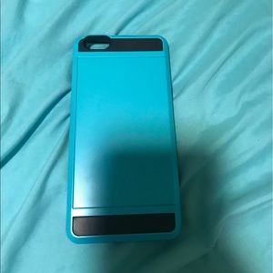 Blue phone case with card holder