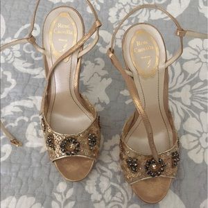 Rene caovilla gold heels