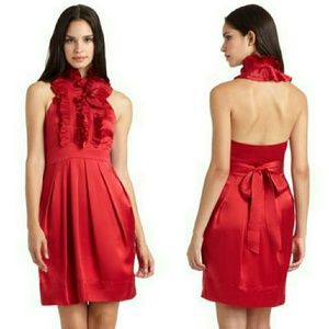 BCBG Red Silk Halter Dress