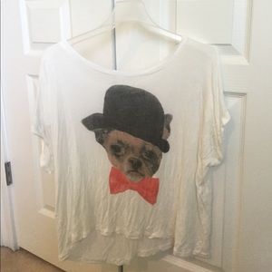 Cute Puppy Flowy White T-Shirt