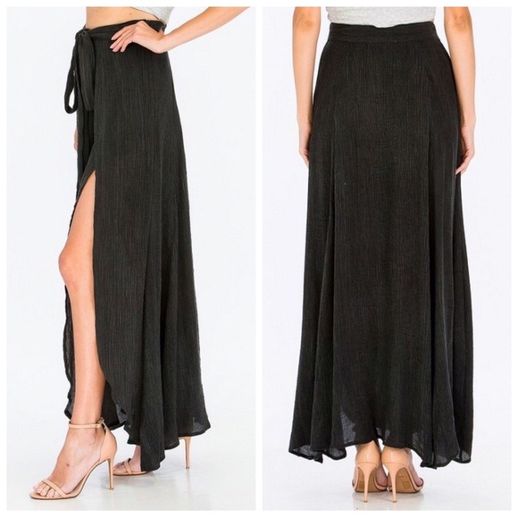 •LAST Dark Grey Double Slit Maxi Skirt (S) - Picture 2 of 2