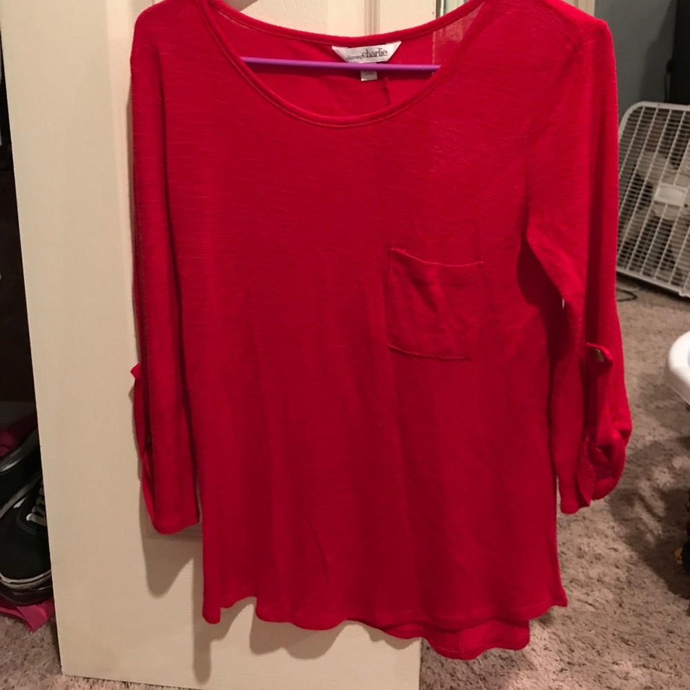 Red button down back shirt