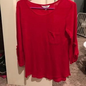 Red button down back shirt