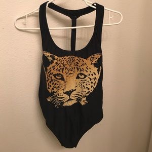 Brand new black leopard one-piece swimsuit