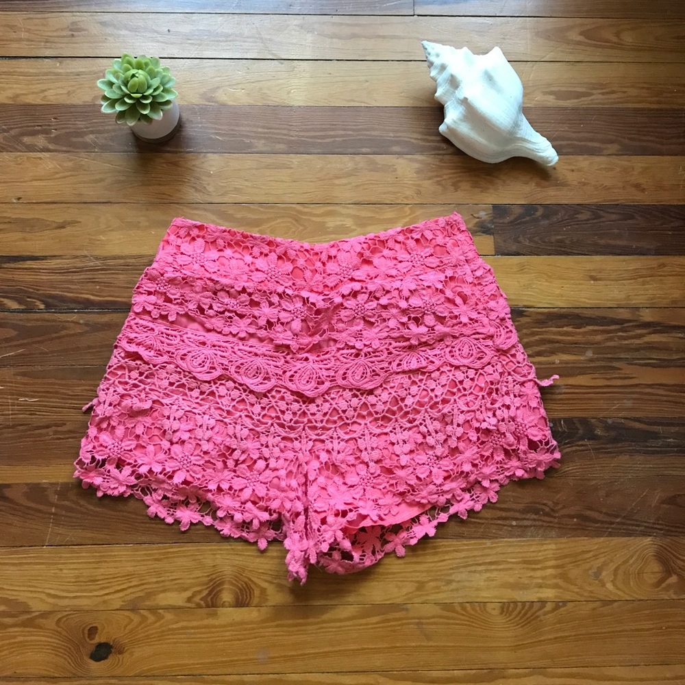 Pink lace shorts