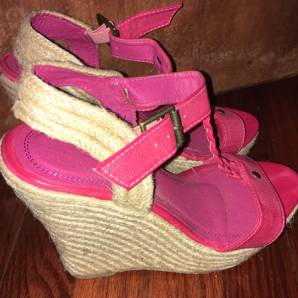 Hot pink wedges