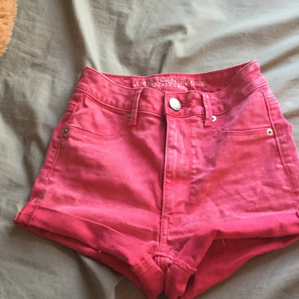Hot pink acid wash shorts