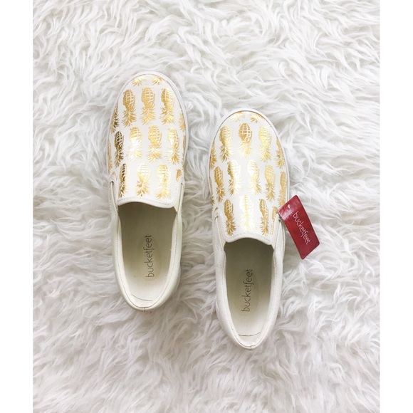 Bucket Feet Shoes - Gold Pineapple Slip-ons
