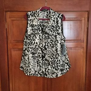 Women's Sleeveless Collared Button-Down Blouse