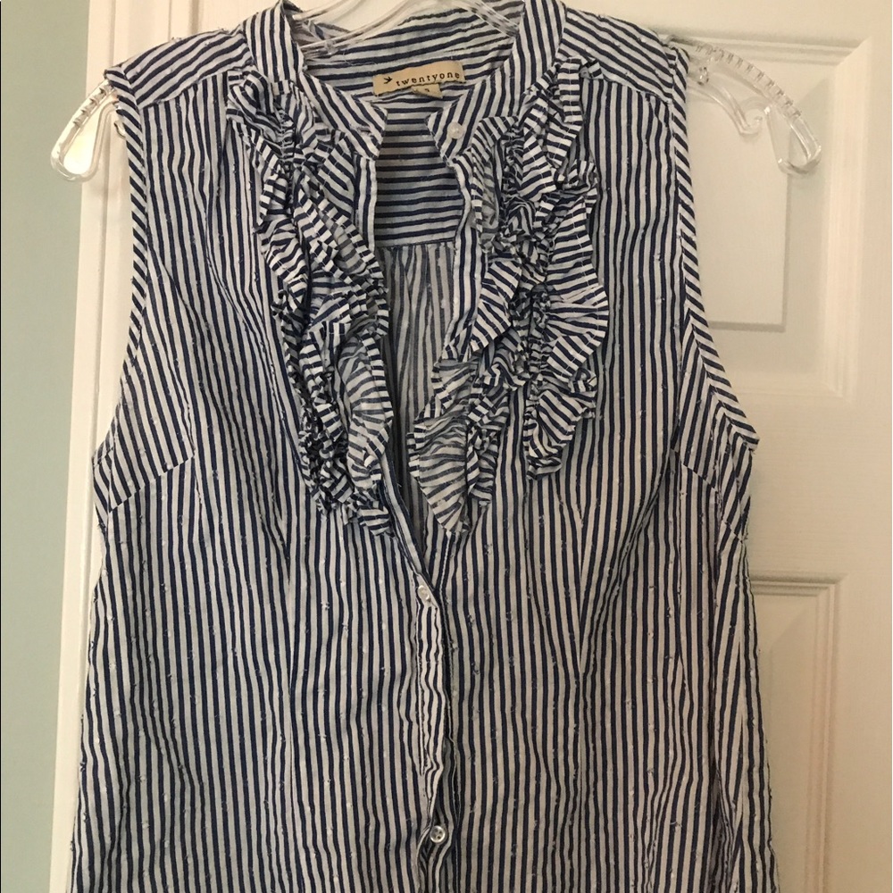 Blue and white striped top