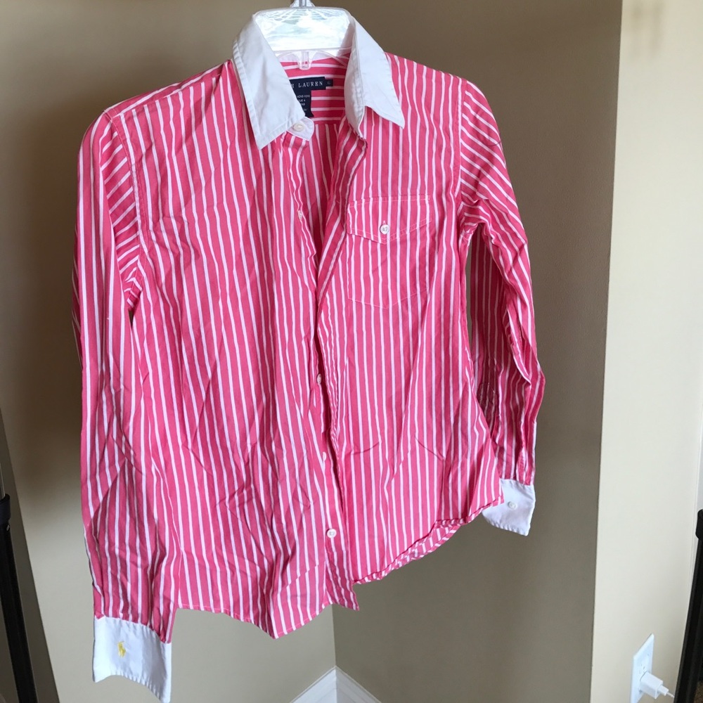 Ralph Lauren Pink pin stripe button down.