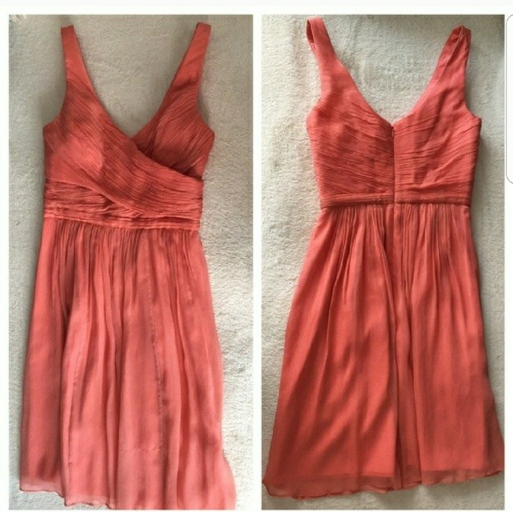 J Crew Style Coral Bridesmaid Dress