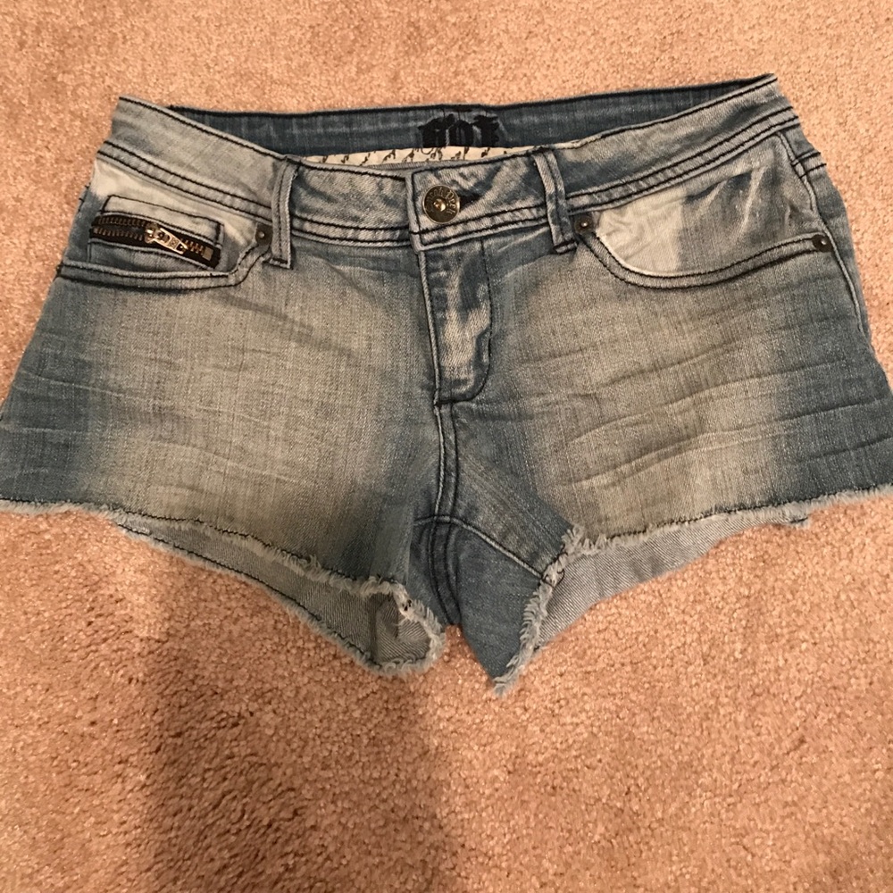 Light wash jean shorts