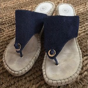 Johnston & Murphy espadrille navy wedges