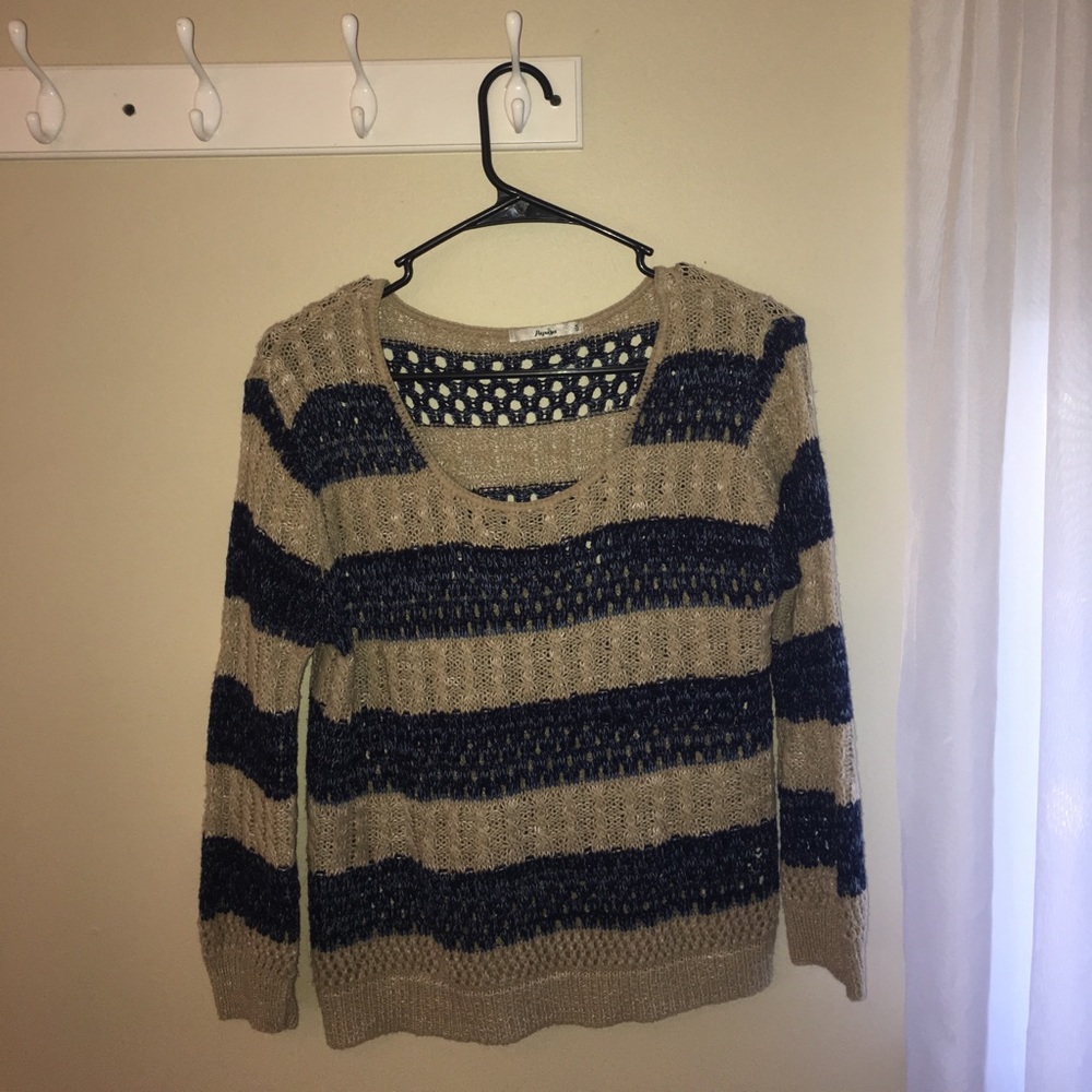 Papaya Cream & Blue Sweater