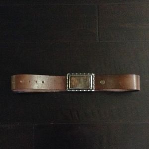 Vintage leather belt with stone & metal buckle Vintage leather belt with stone & metal buckle