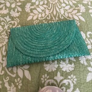 Teal Straw Clutch