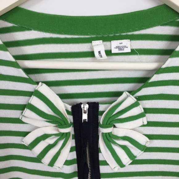{Anthropologie} Moth Striped Bow Zipper Top - Picture 4 of 7