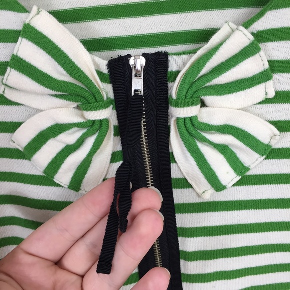 {Anthropologie} Moth Striped Bow Zipper Top - Picture 5 of 7
