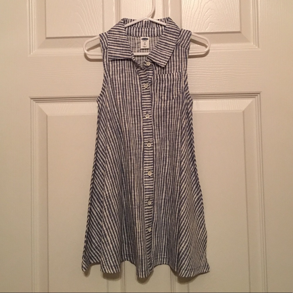 Old Navy Dress-woven white and chambray striped