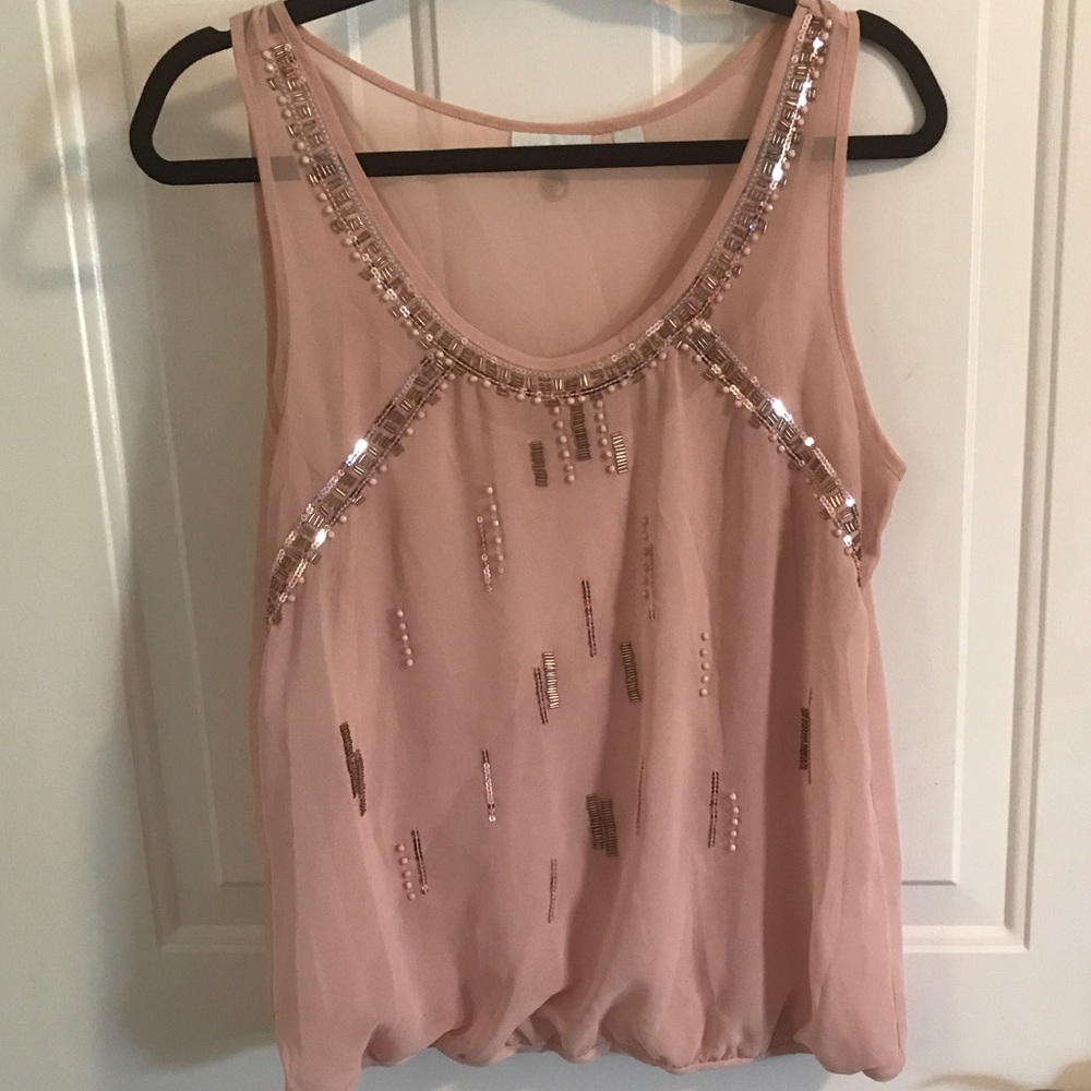 Blush pink beaded blouse