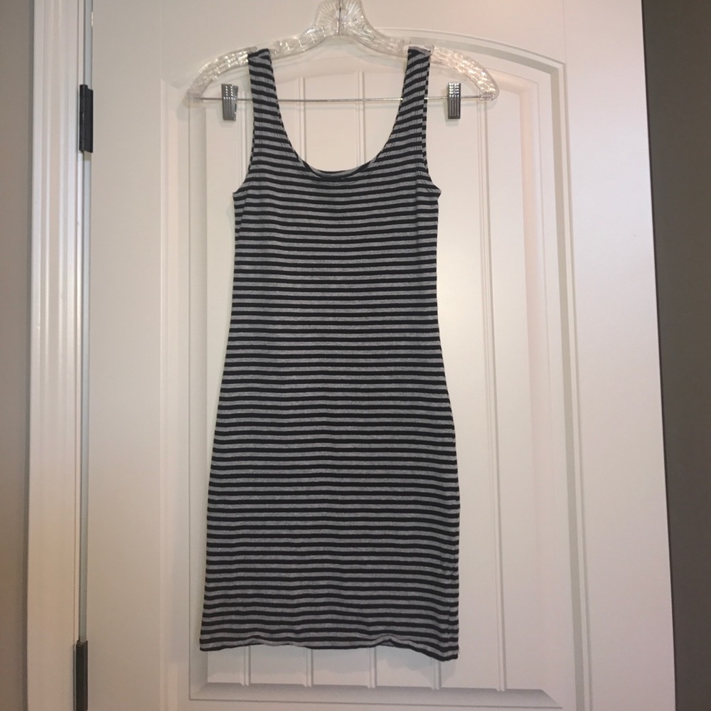 Black and grey striped cotton dress - Picture 2 of 2
