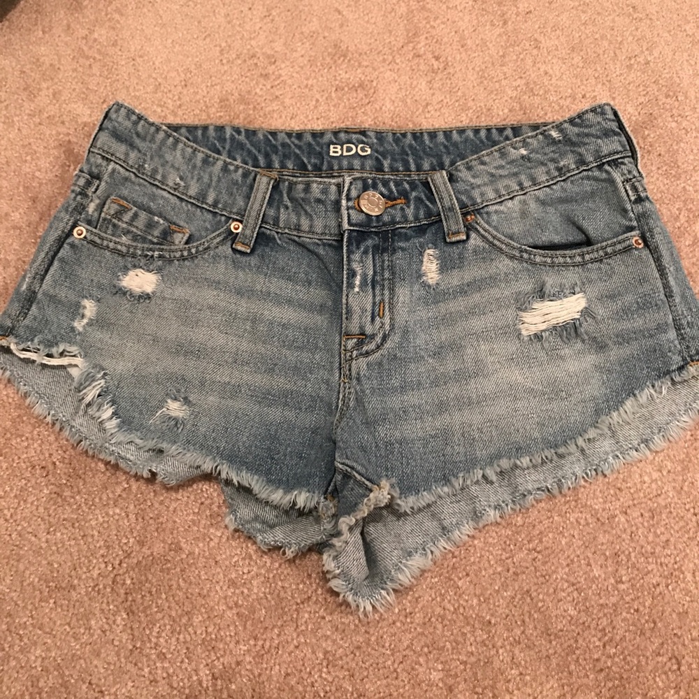 Ripped jean shorts