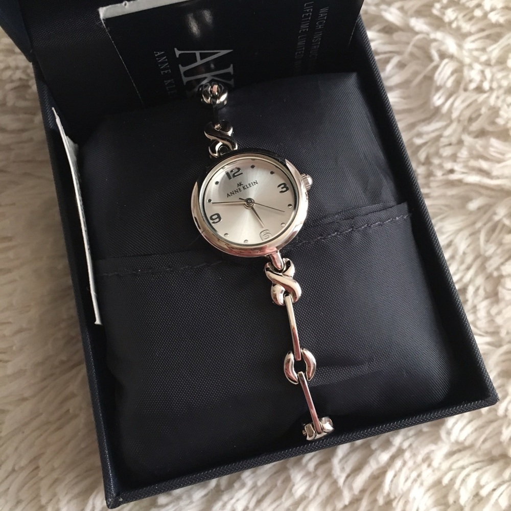 Anne Klein silver skinny watch