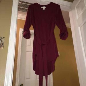 Wine long sleeve dress