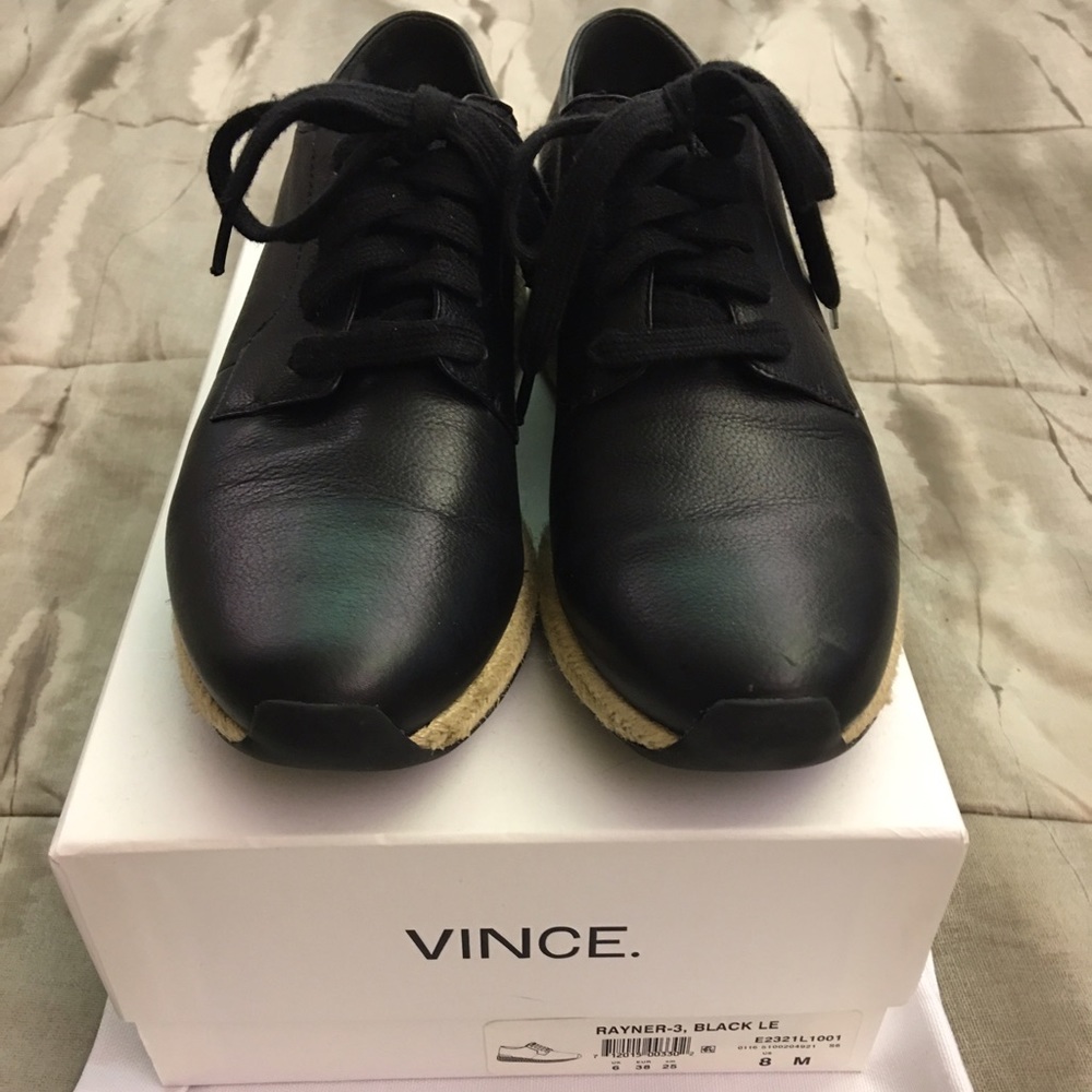 VINCE Rayner Black Rope trimmed Sneaker/Loafers.