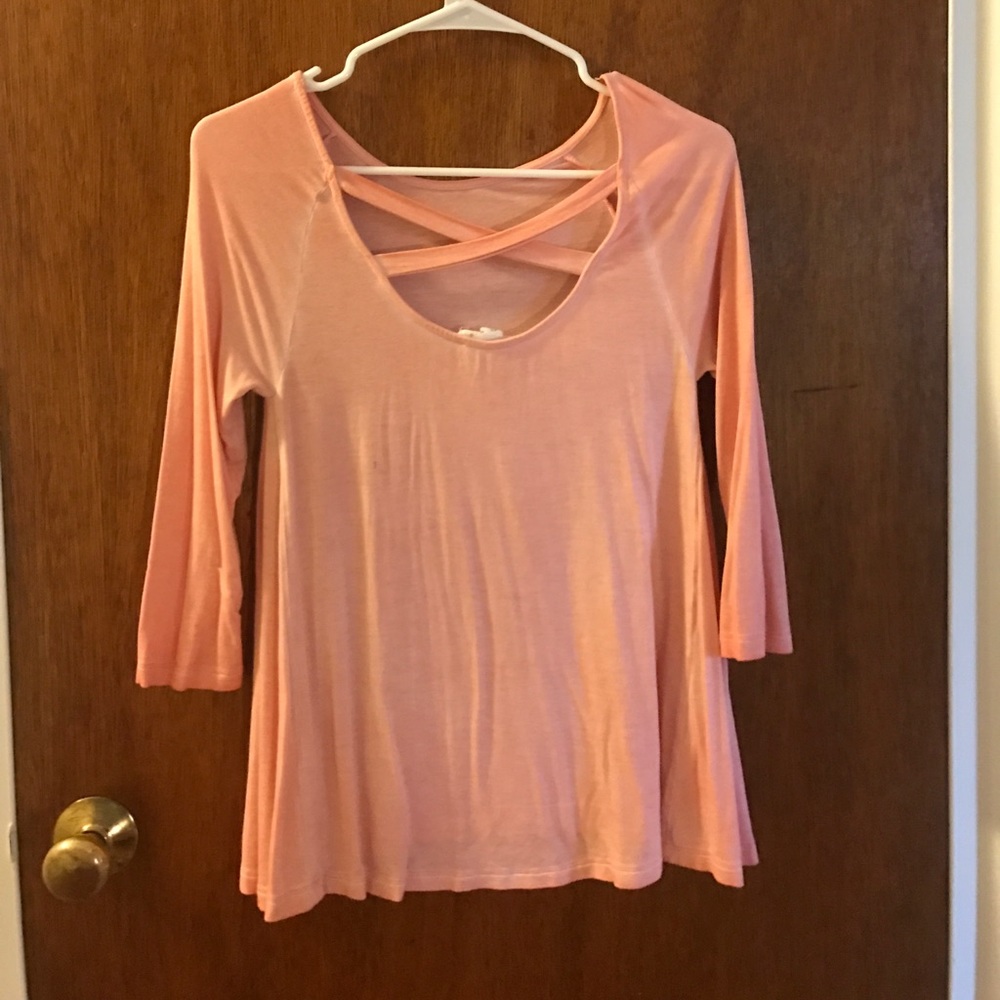 Peach three quarter length sleeve shirt