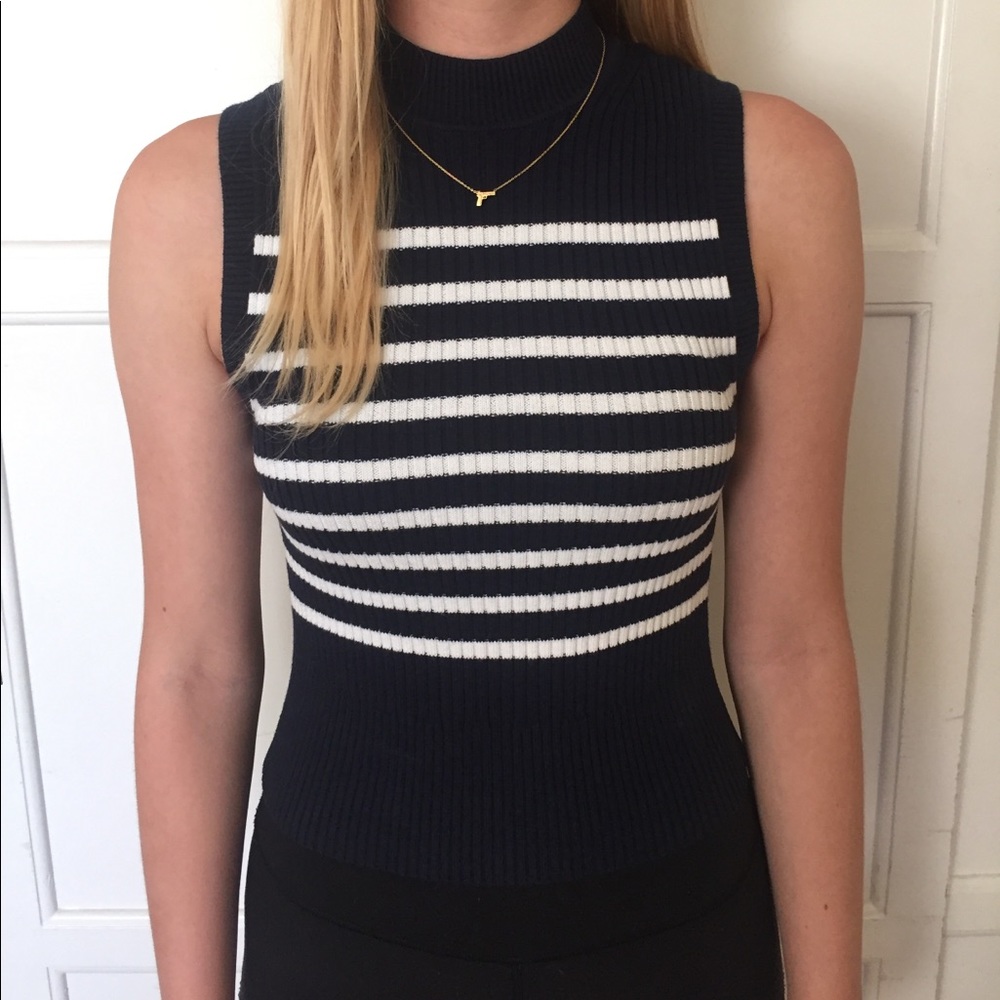 Navy and White Tank