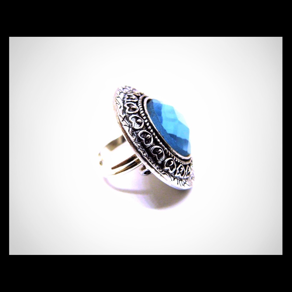 VDAY BLUE Heart Engraved ADJUSTABLE FASHION RING