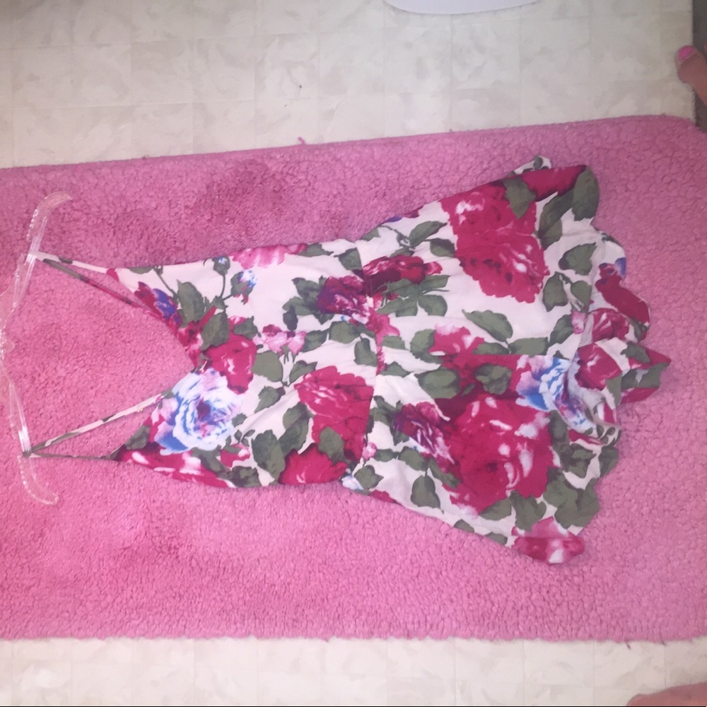 open back floral romper