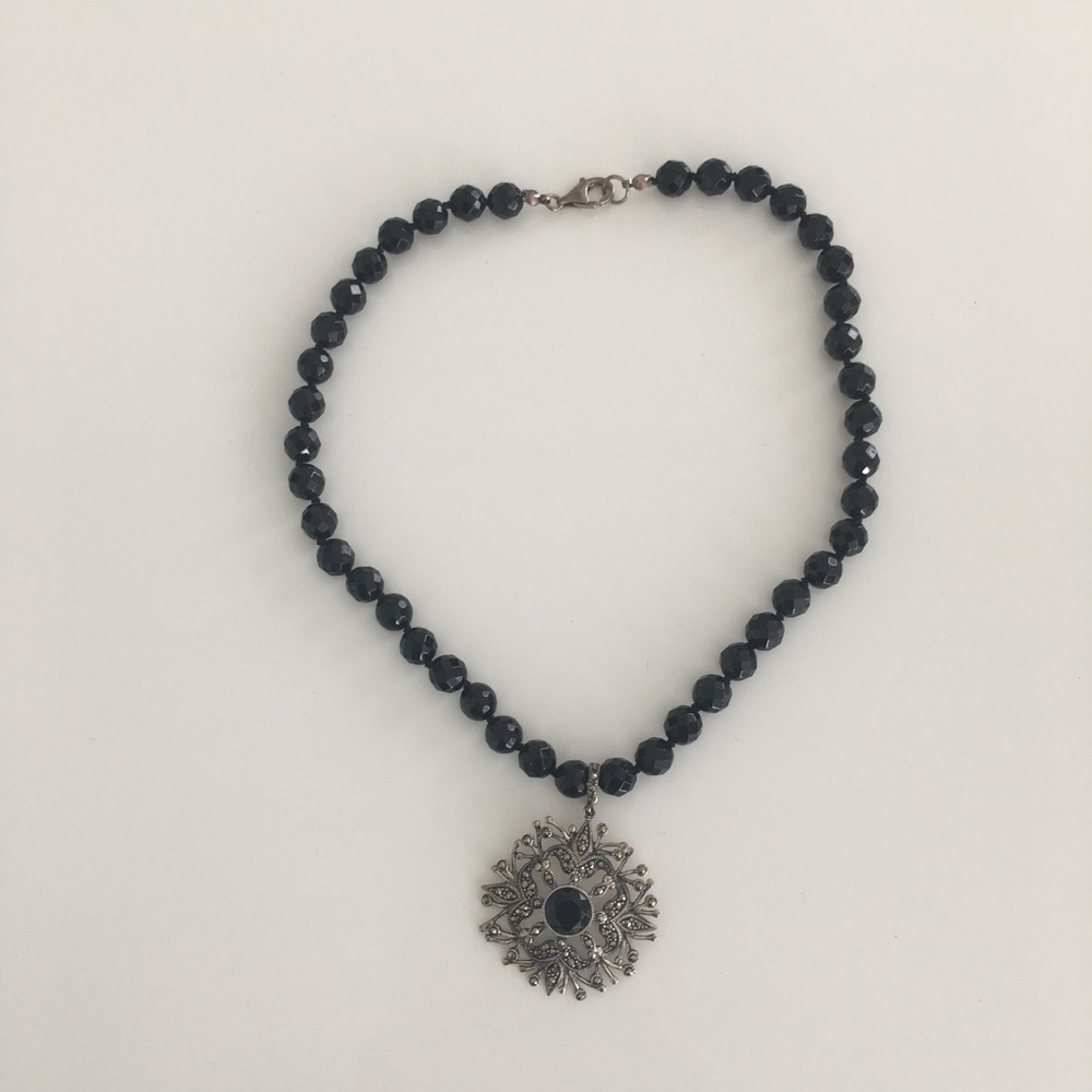 Black Onyx and Silver Necklace