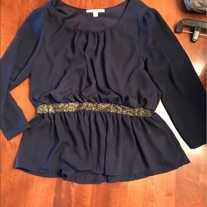 Navy blue sheet peplum